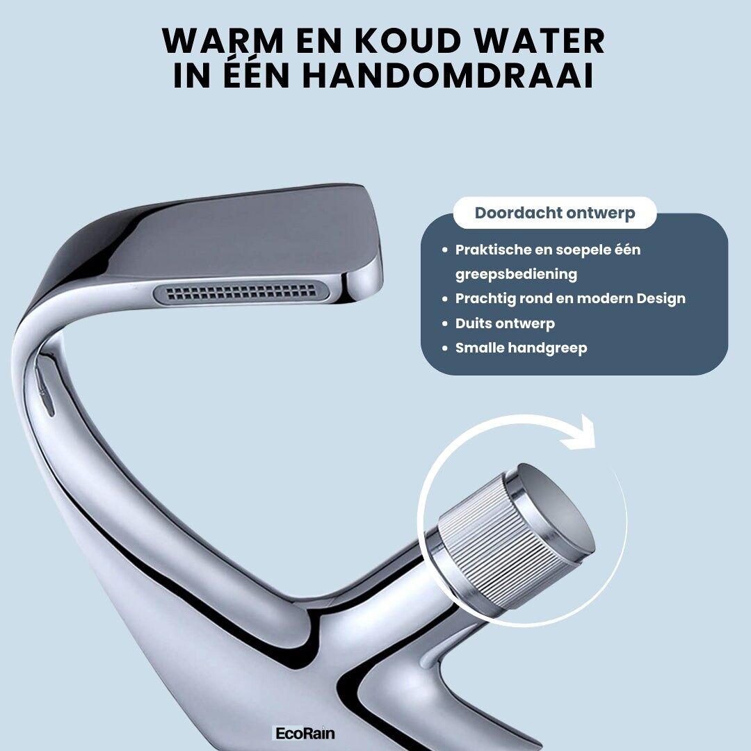 EcoRain Designer Waschtischarmatur Tom mit Wasserfallauslauf – Schwarz