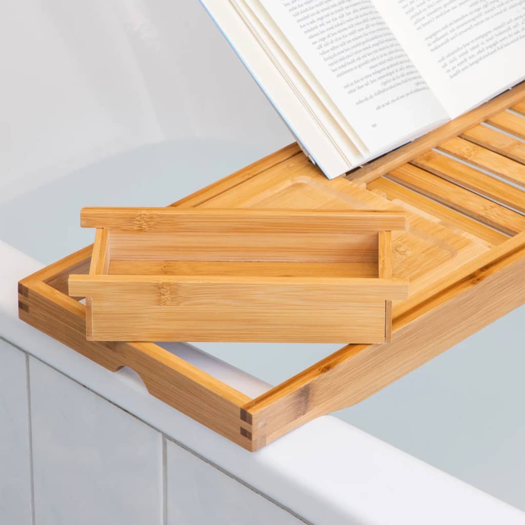 Hi Badewannenablage Ausziehbar Bambus (70-105)X22X4 Cm Weiß Und Grün