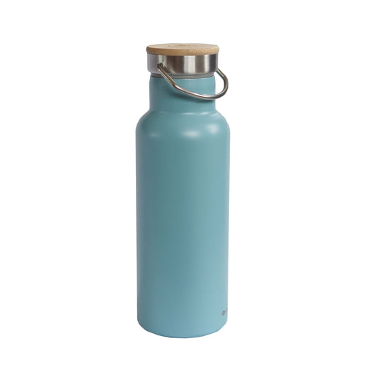 green-goose stainless steel thermos flask with bamboo cap | Blue