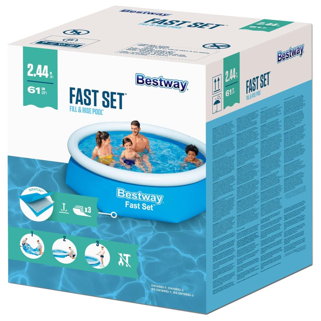 Bestway Fast Set Aufblasbarer Swimmingpool Rund 244X66 Cm