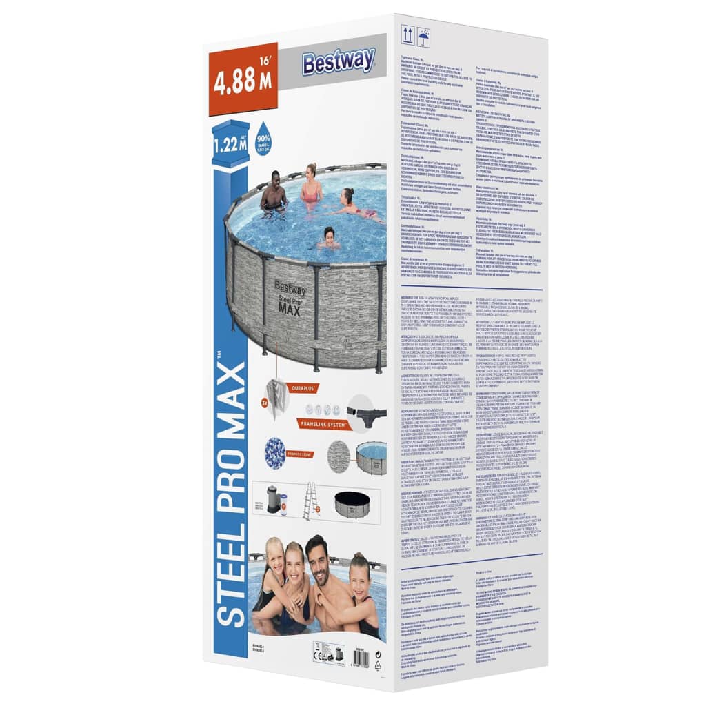 Bestway Power Steel Swimming Pool Rund 488X122 Cm