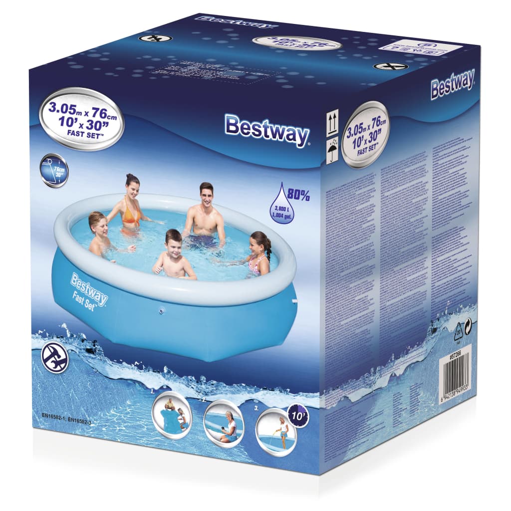 Bestway Fast Set Aufblasbarer Swimmingpool Rund 57266