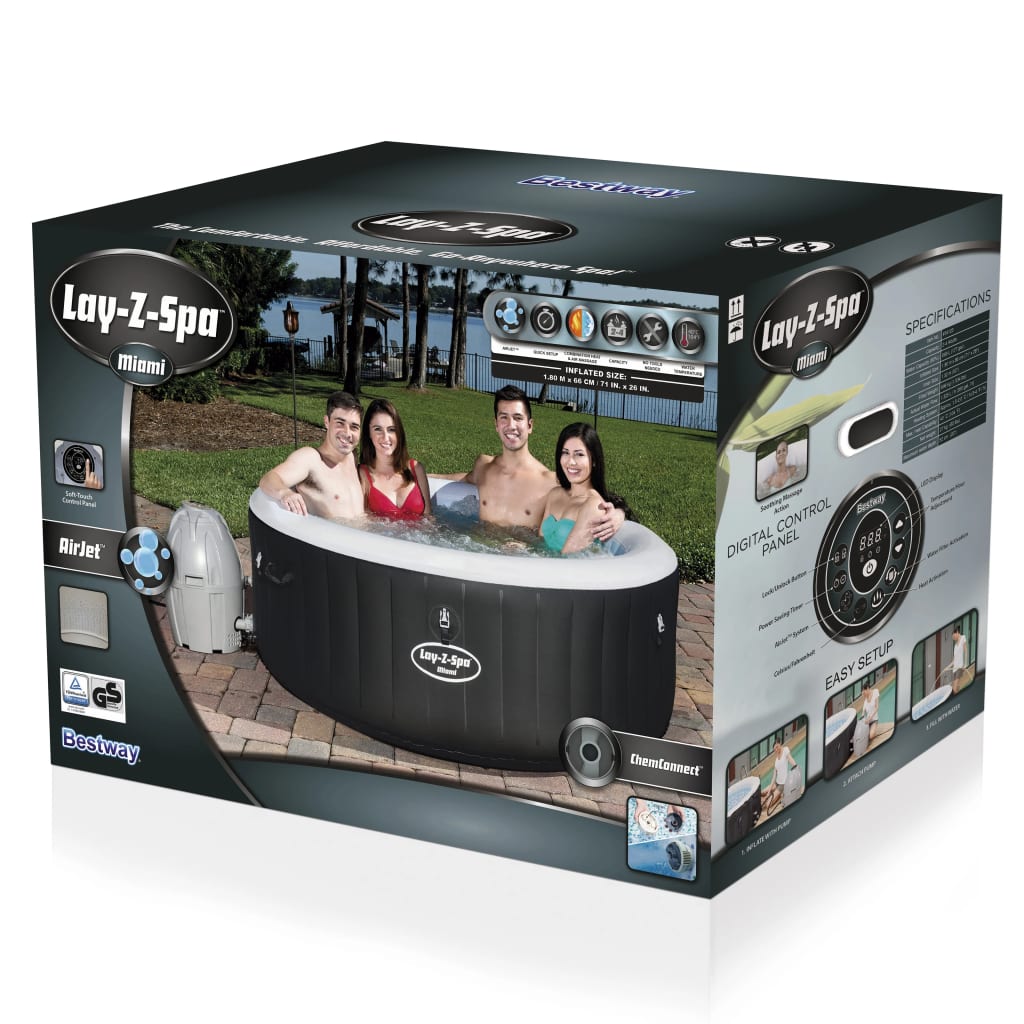 Bestway Lay-Z-Spa Whirlpool Miami Air Jet Aufblasbar