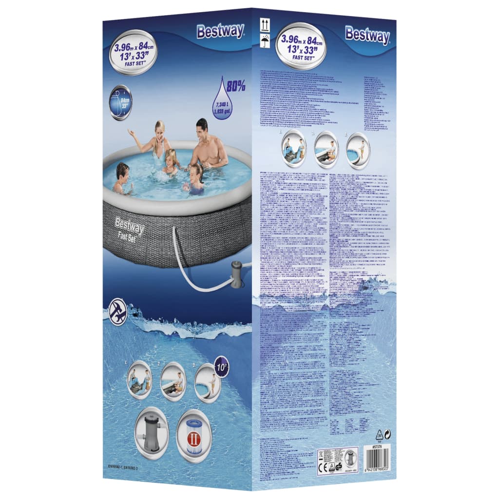 Bestway Fast Set Aufblasbares Pool-Set Mit Pumpe 396X84 Cm