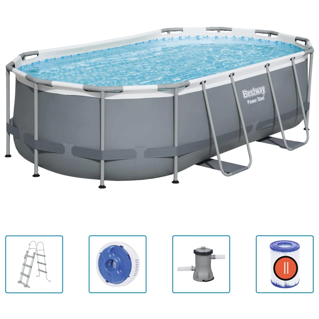 Bestway Power Steel Aufstellpool Oval