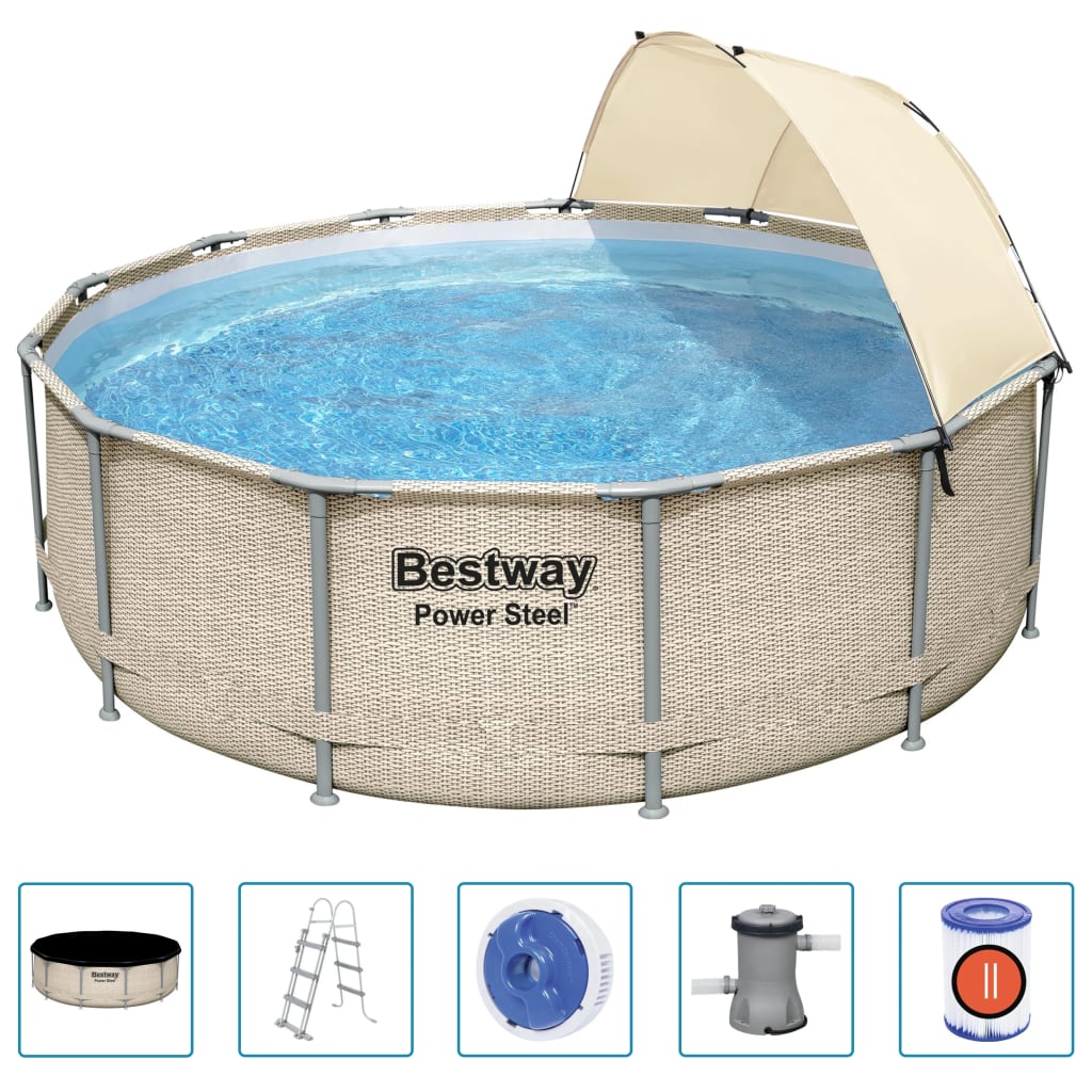 Bestway Power Steel Swimmingpool-Set Mit Dach 396X107 Cm