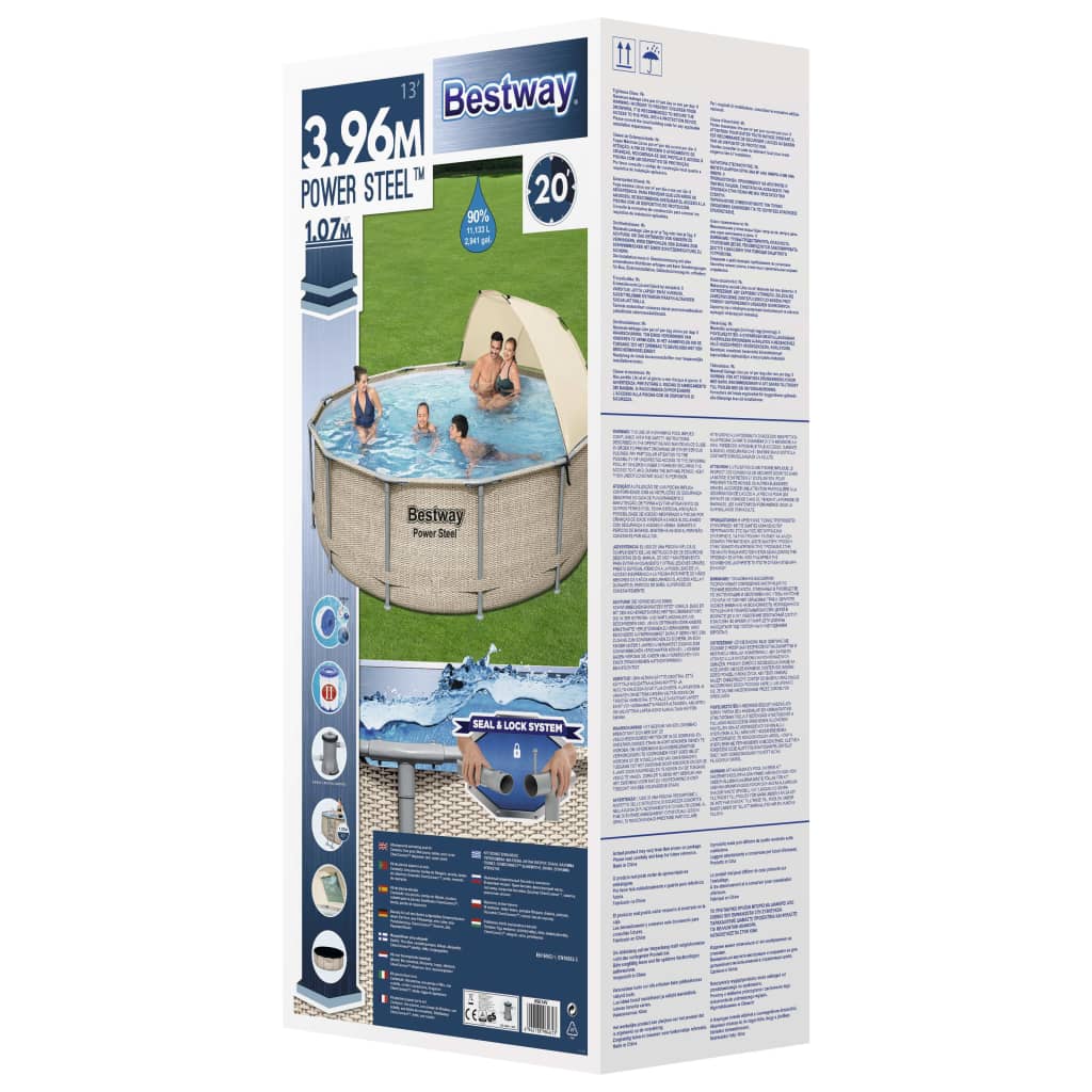 Bestway Power Steel Swimmingpool-Set Mit Dach 396X107 Cm