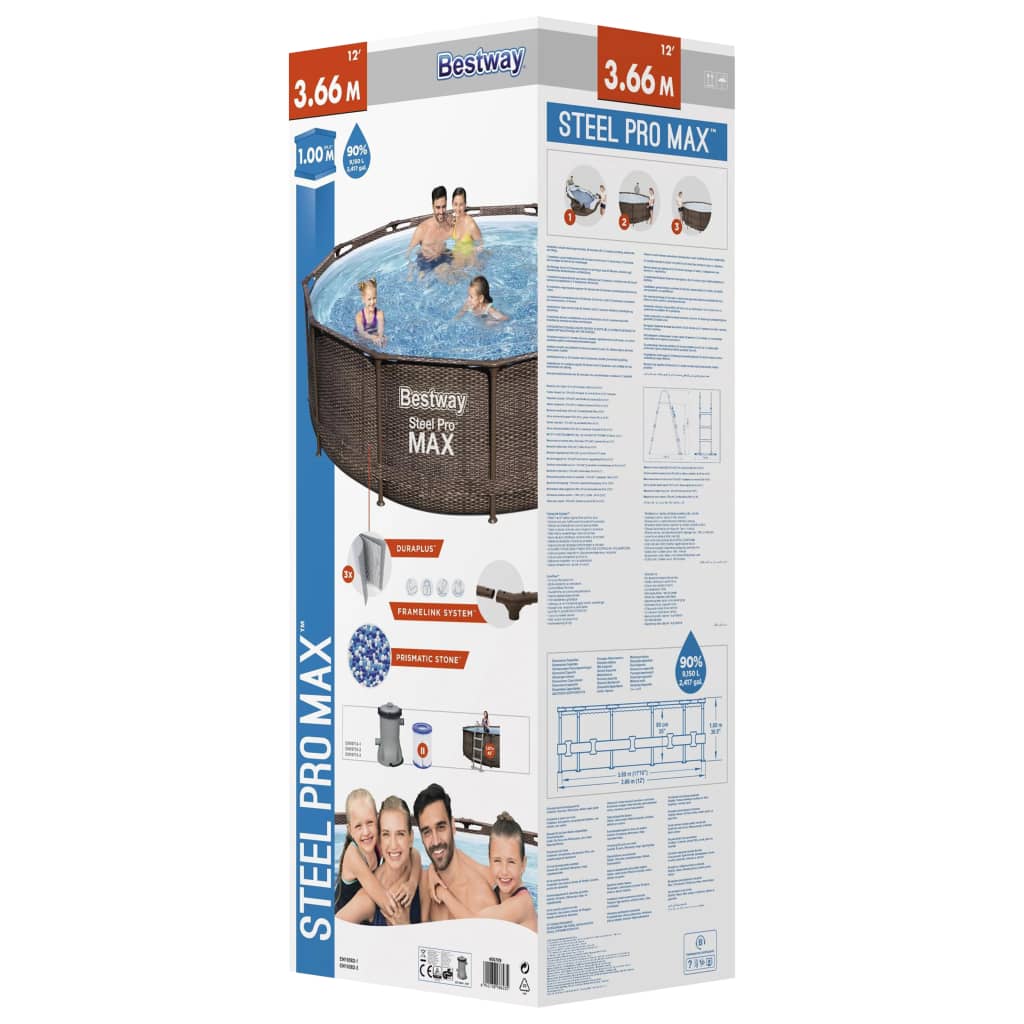 Bestway Steel Pro Max Swimmingpool-Set Deluxe Series Rund 366X100 Cm