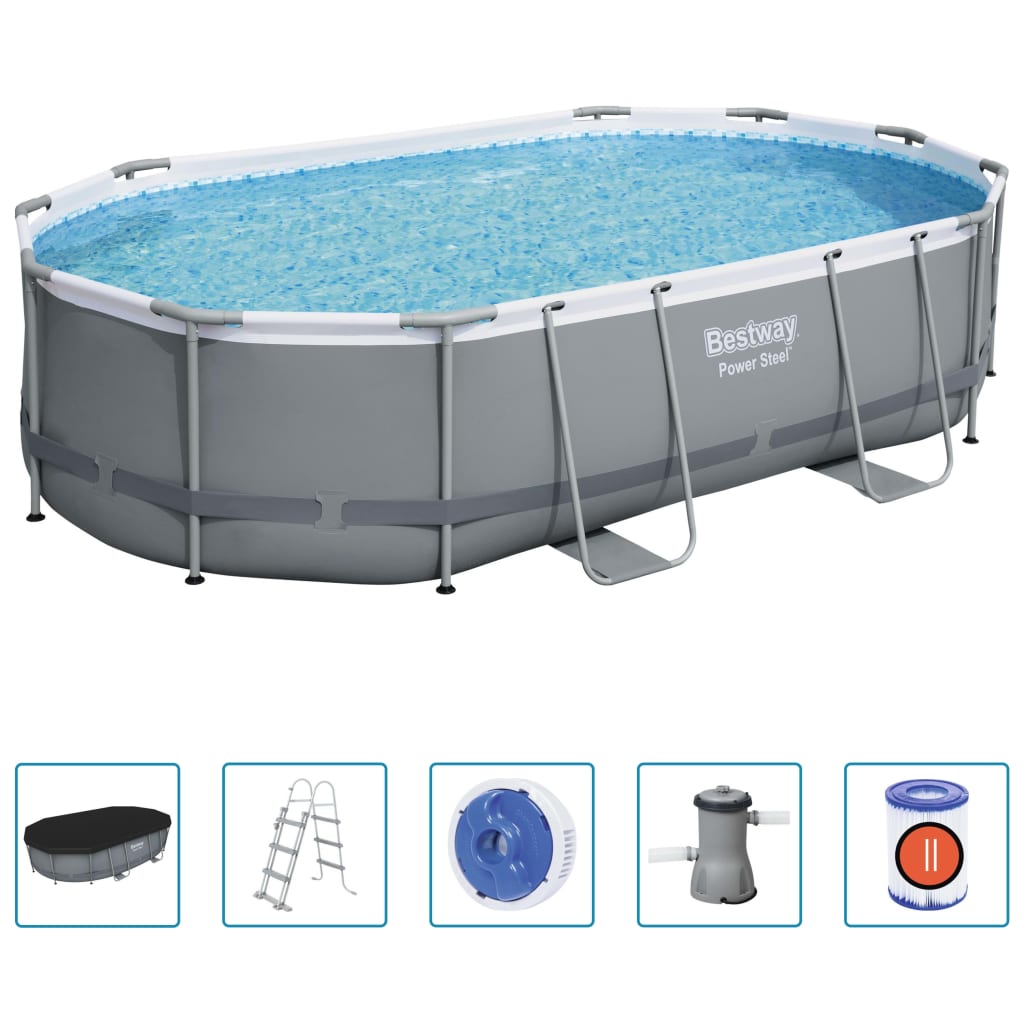 Bestway Power Stahlrahmen-Pool Set 488X305X107 Cm