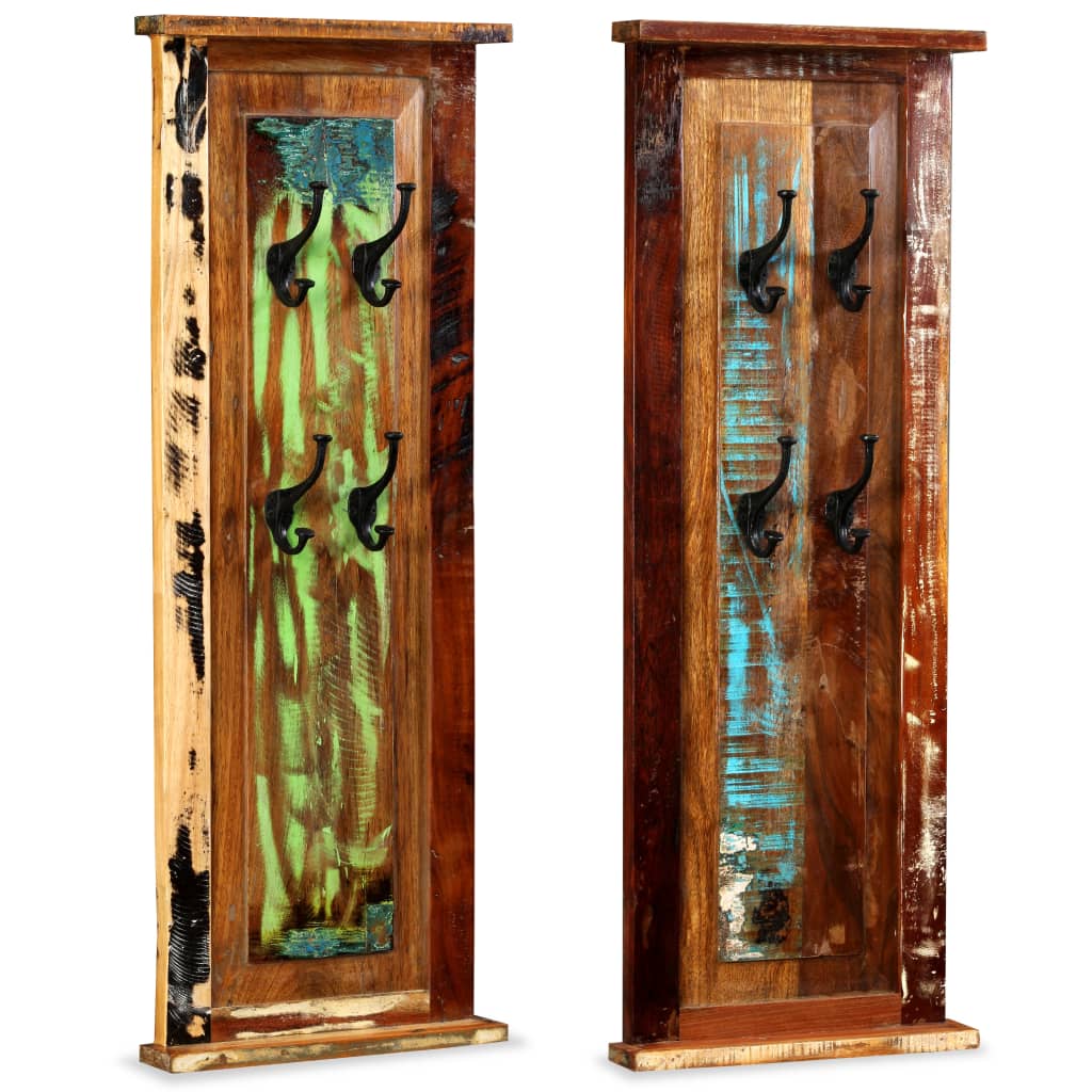 Wandgarderobe 2 Stk. Altholz Massiv 38X100 Cm