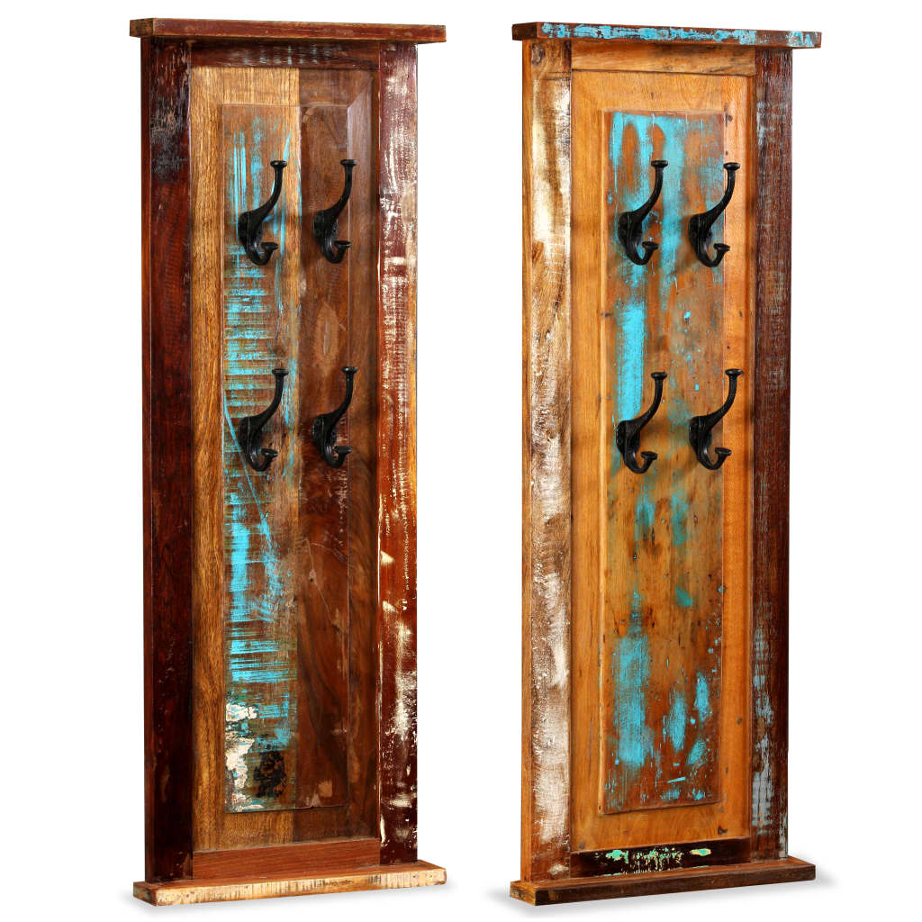 Wandgarderobe 2 Stk. Altholz Massiv 38X100 Cm