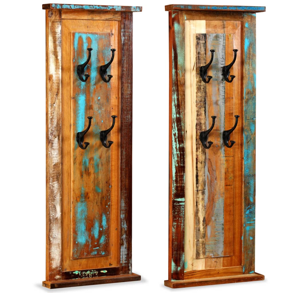 Wandgarderobe 2 Stk. Altholz Massiv 38X100 Cm