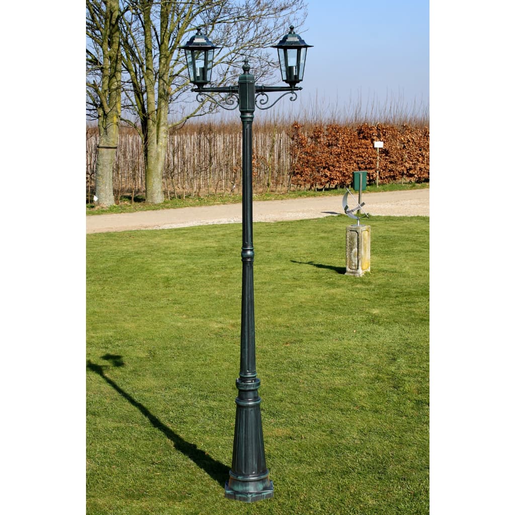 Gartenlaterne 2-Flammig 215 Cm Dunkelgrün/Schwarz Aluminium Creme