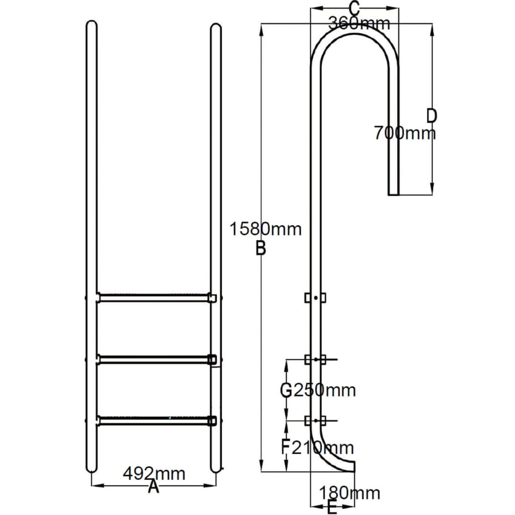 Pool-Leiter 3 Stufen 120 Cm Edelstahl 304