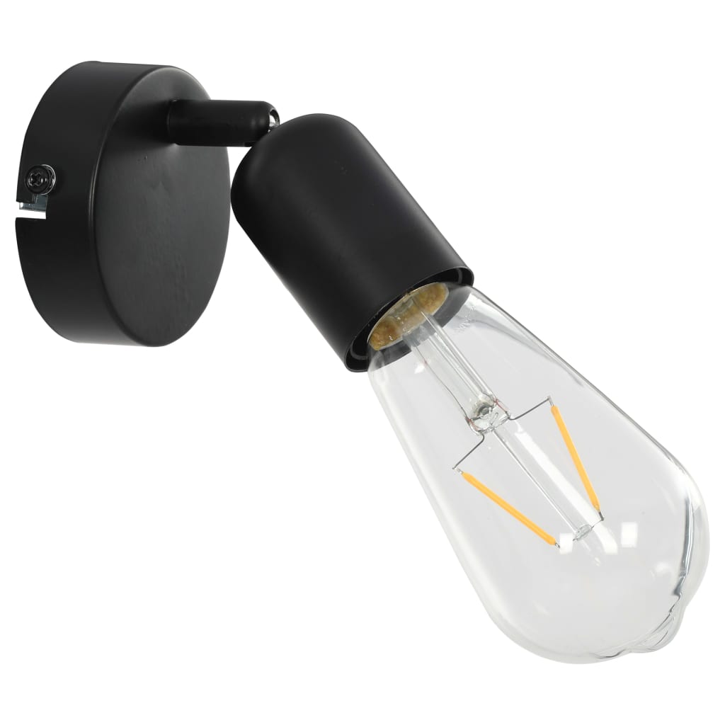 Strahler 2 Stk. Mit Glühlampen 2 W E27 Schwarz