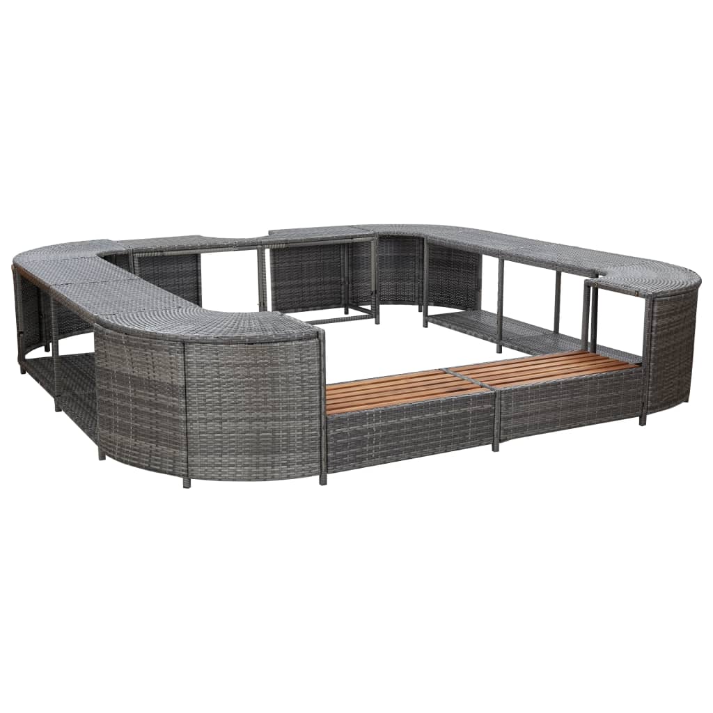 Whirlpool-Umrandung Quadratisch 268X268X55 Poly Rattan