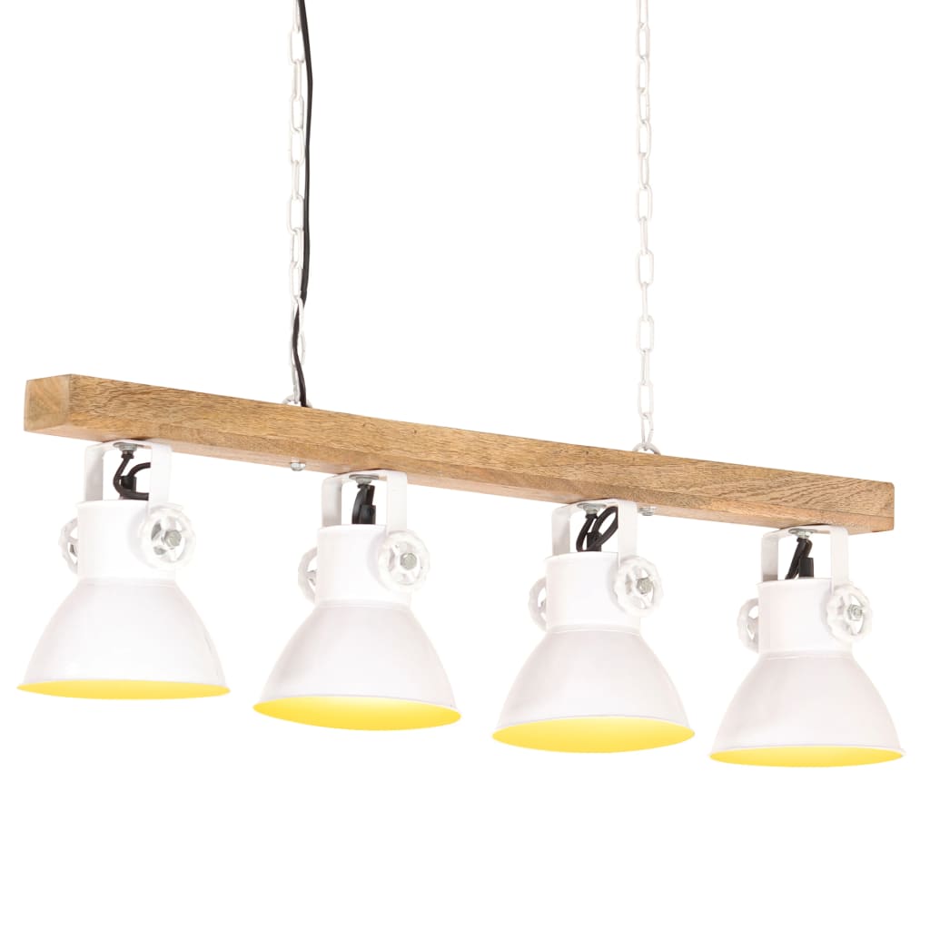 Deckenlampe Industriestil Weiß E27 Mangoholz