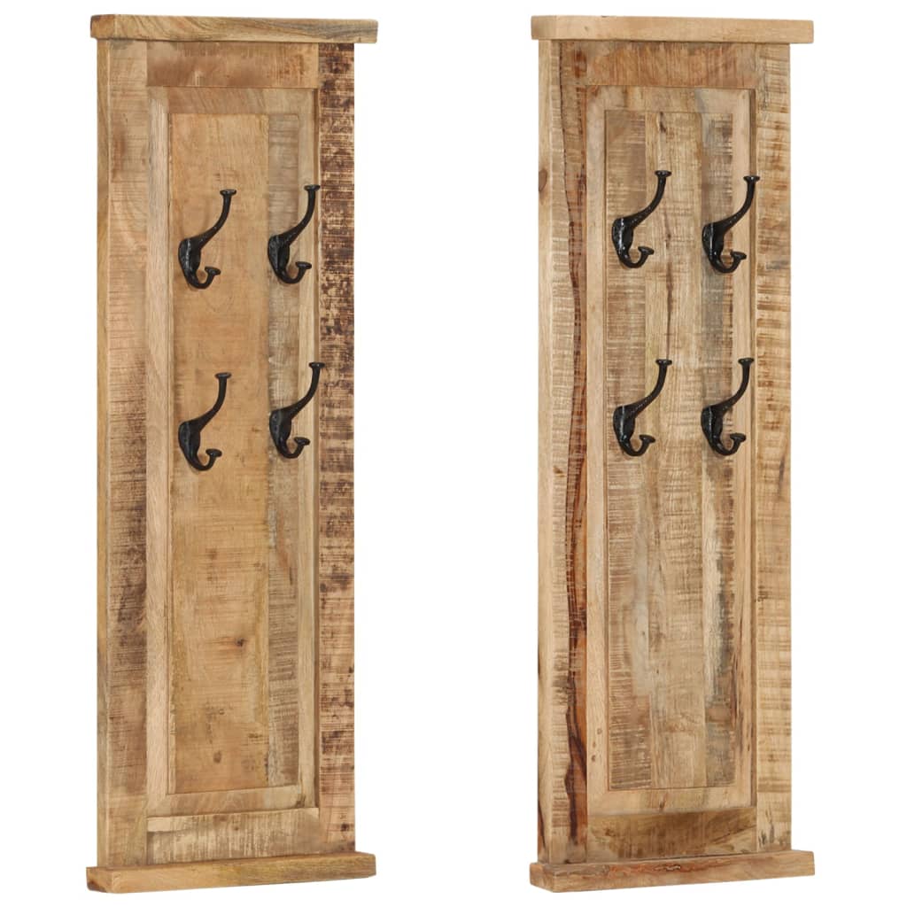 Wandgarderobe 2 Stk. Altholz Massiv 38X100 Cm