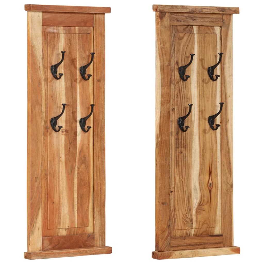 Wandgarderobe 2 Stk. Altholz Massiv 38X100 Cm