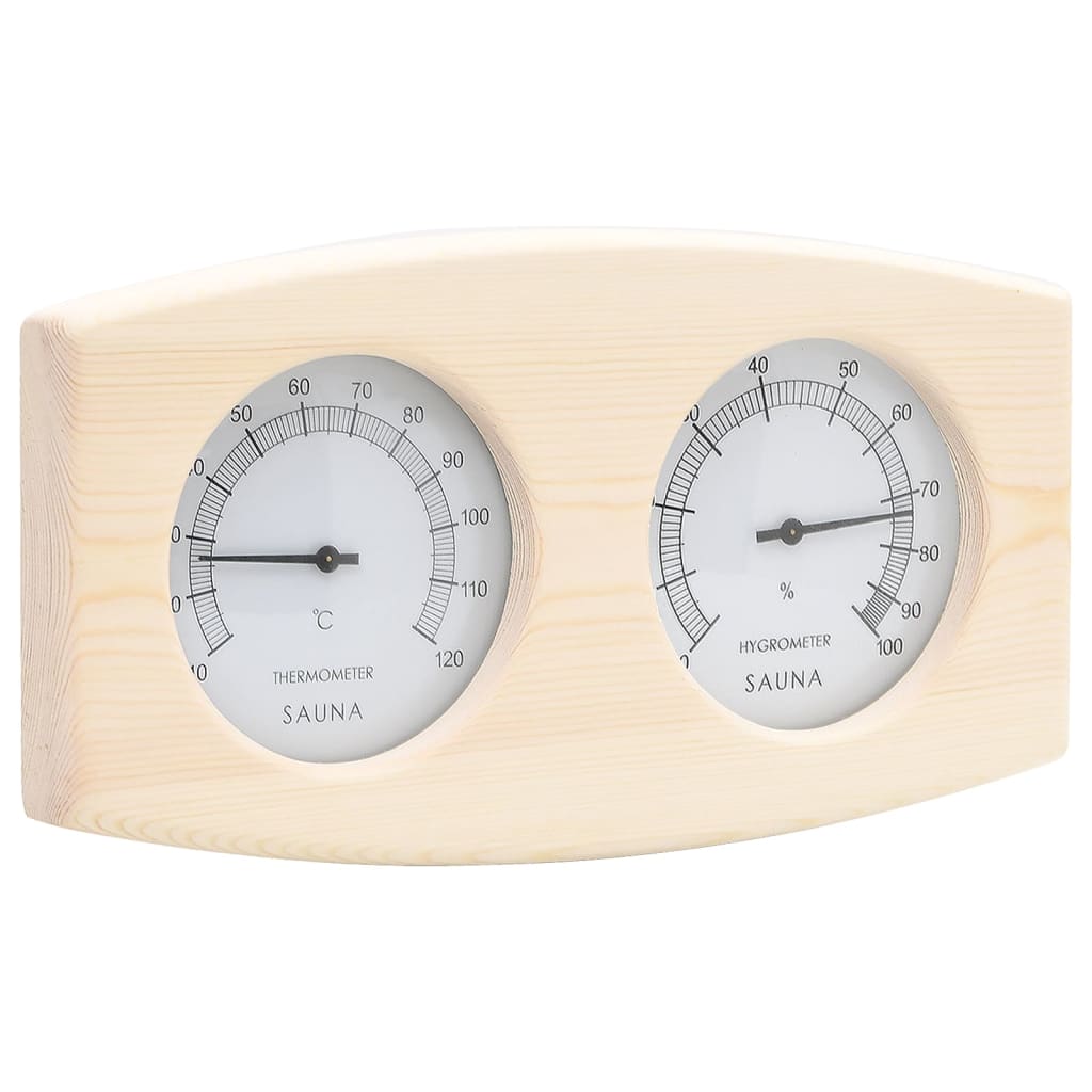 2-In-1 Sauna-Hygrothermograph Und Sanduhr Set Massivholz Kiefer