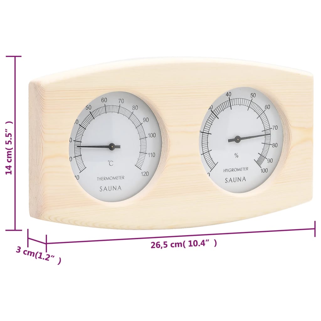 2-In-1 Sauna-Hygrothermograph Und Sanduhr Set Massivholz Kiefer