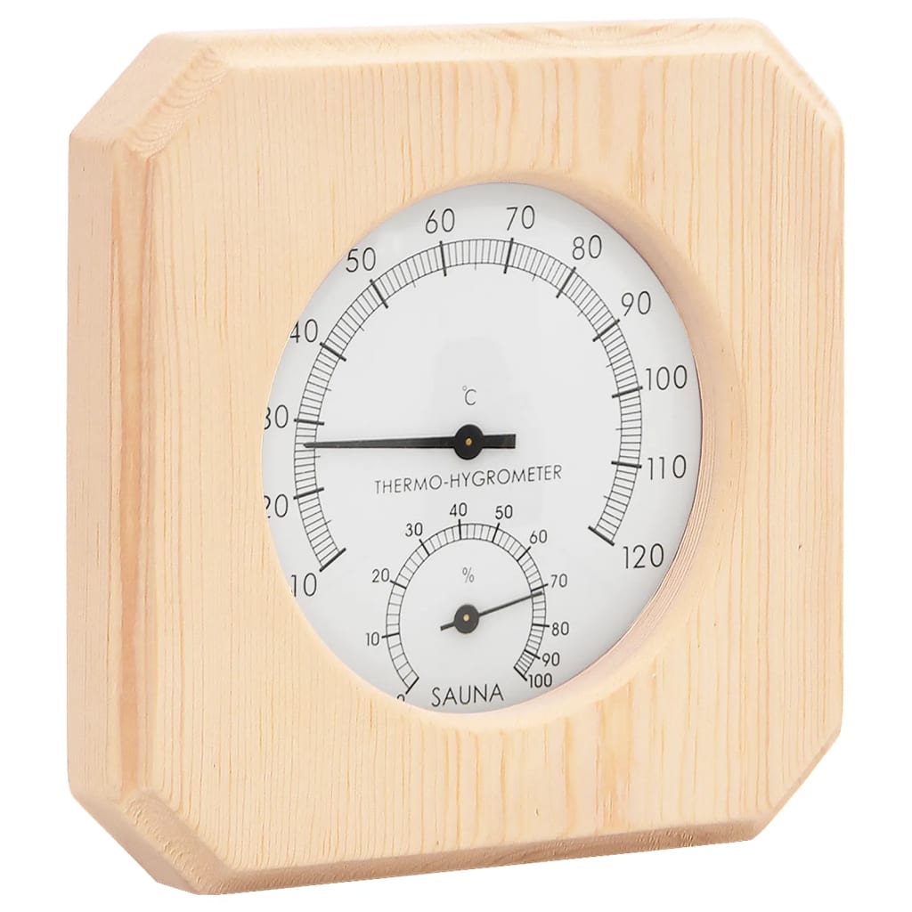 2-In-1 Sauna-Hygrothermograph Und Sanduhr Set Massivholz Kiefer