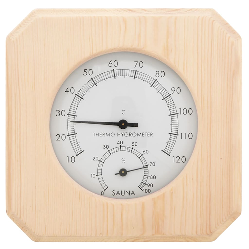 2-In-1 Sauna-Hygrothermograph Und Sanduhr Set Massivholz Kiefer