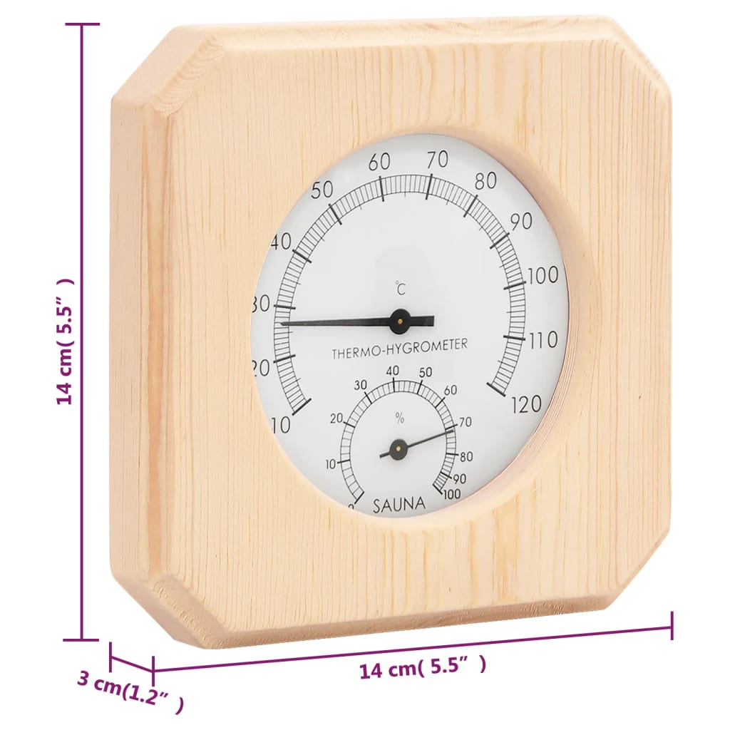 2-In-1 Sauna-Hygrothermograph Und Sanduhr Set Massivholz Kiefer