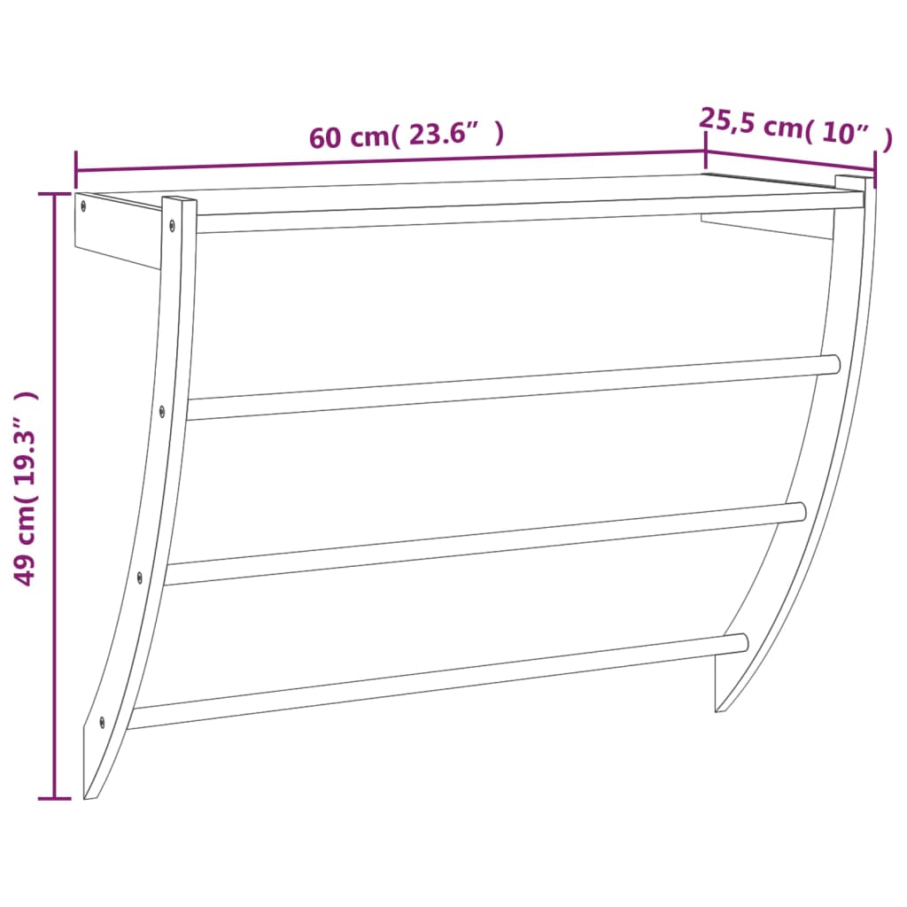 Handtuchhalter 60X25,5X49 Cm Massivholz Nussbaum Weiß