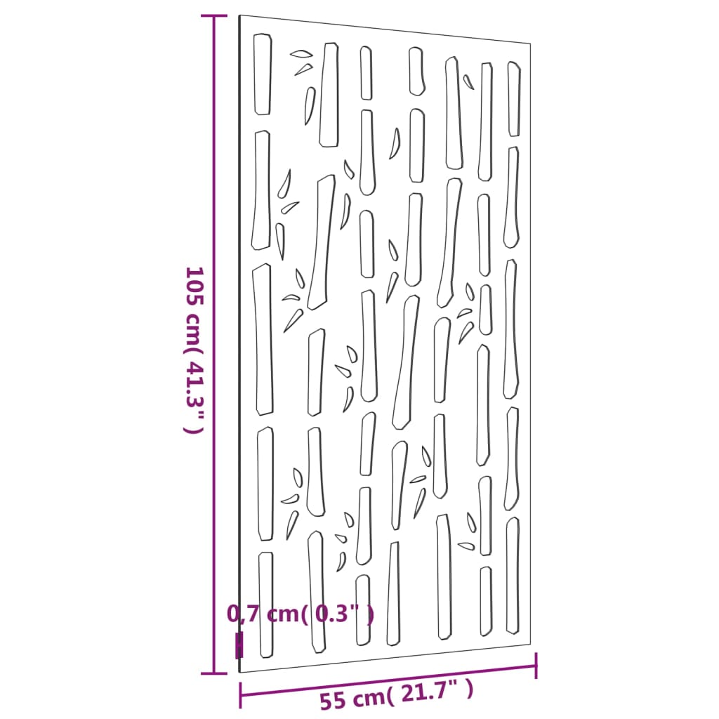 Garten-Wanddeko 105X55 Cm Cortenstahl Bambus-Design