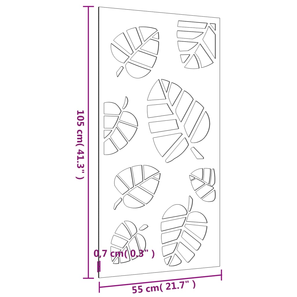 Garten-Wanddeko 105X55 Cm Cortenstahl Blatt-Design