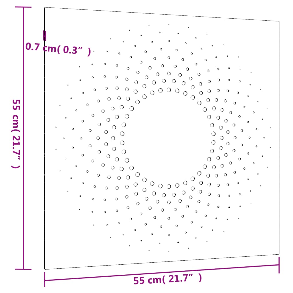 Garten-Wanddeko 55X55 Cm Cortenstahl Sonne-Design
