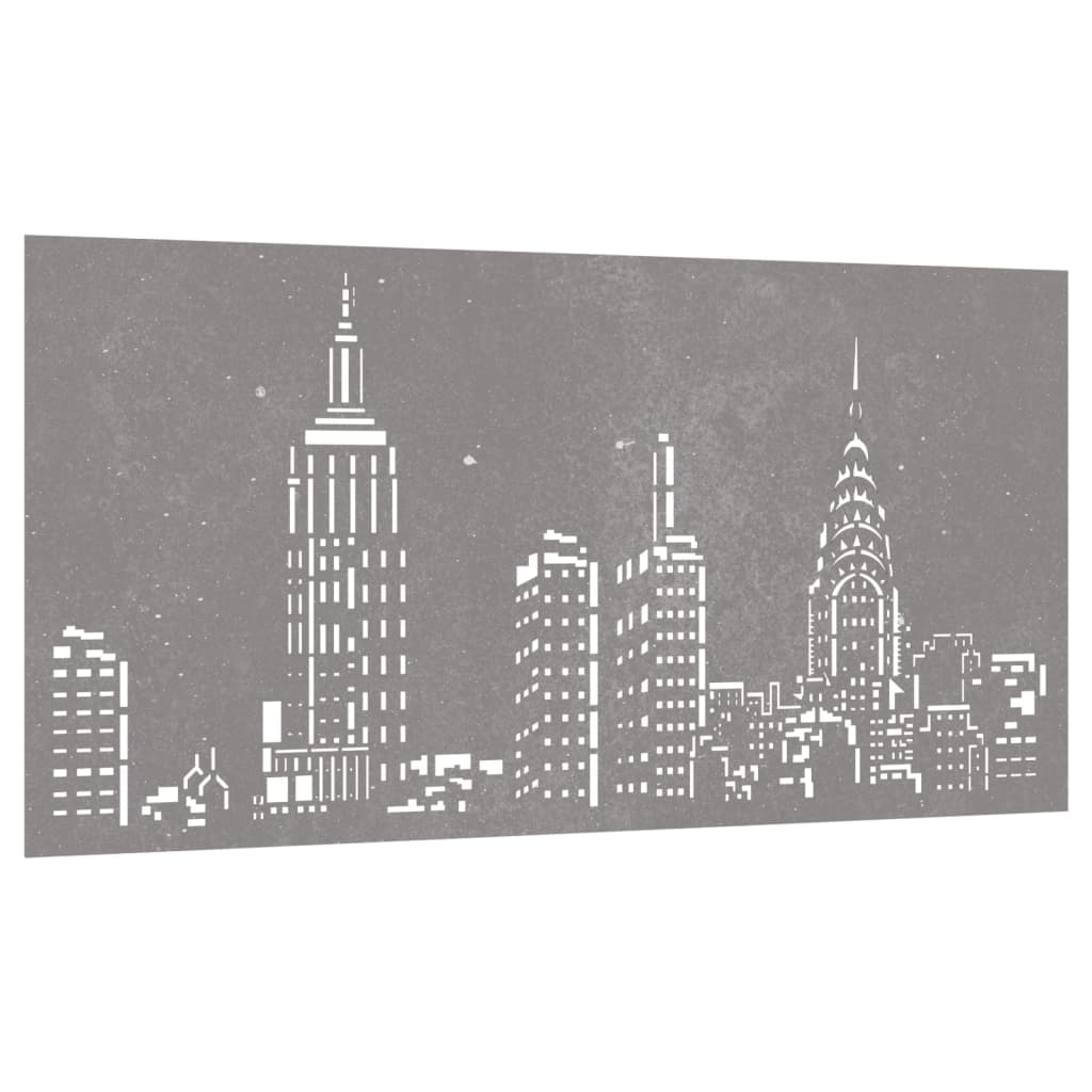 Garten-Wanddeko 105X55 Cm Cortenstahl Skyline-Design