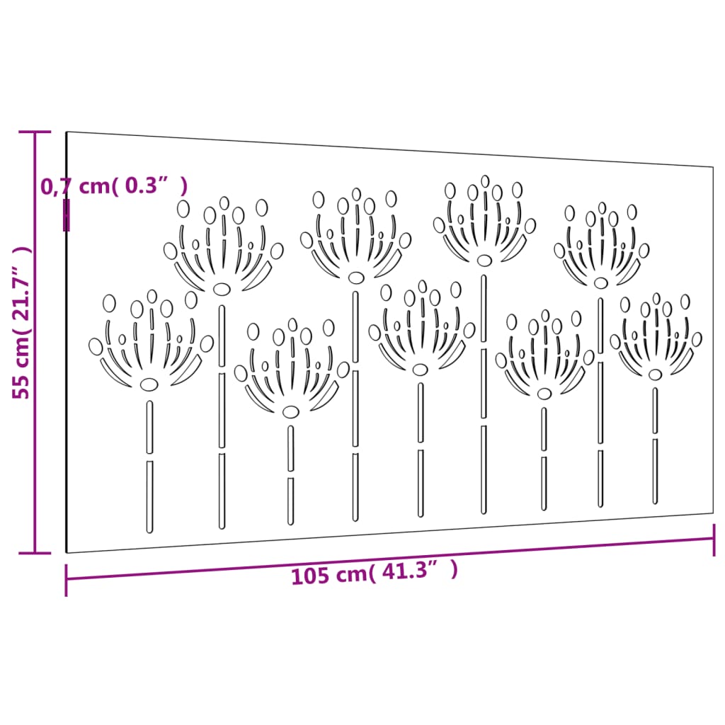 Garten-Wanddeko 105X55 Cm Cortenstahl Blumen-Design