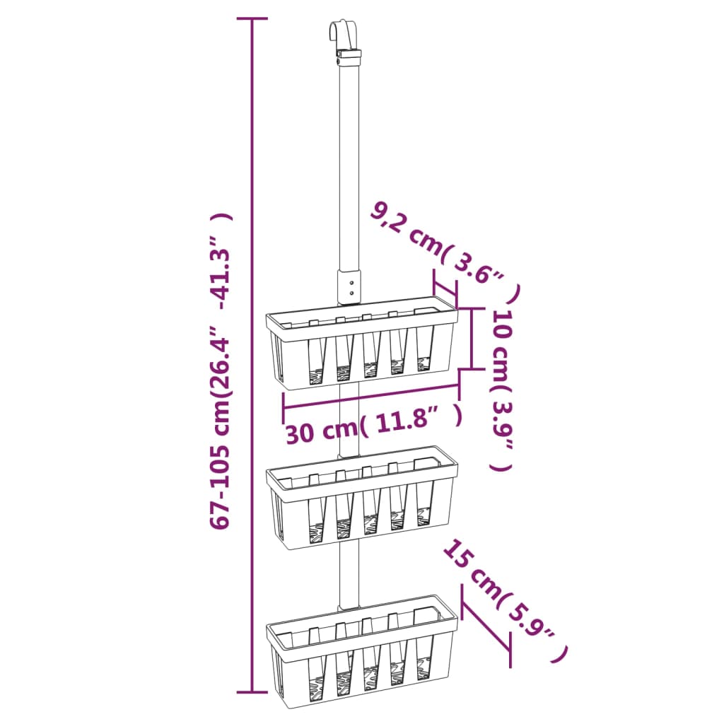 Dusch-Butler 30X15X(67-105) Cm Aluminium