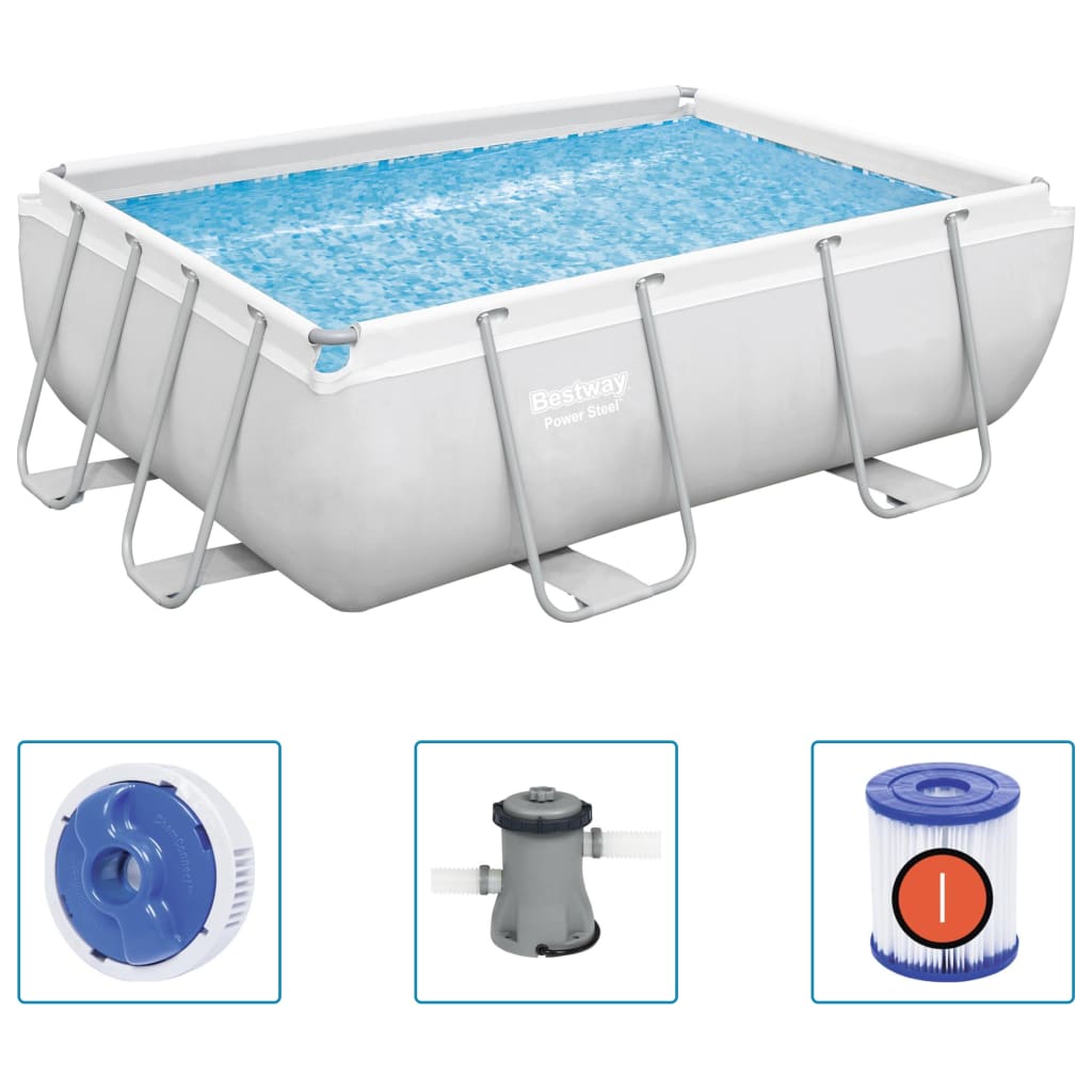 Bestway Power Steel Pool-Set Rechteckig 282X196X84 Cm