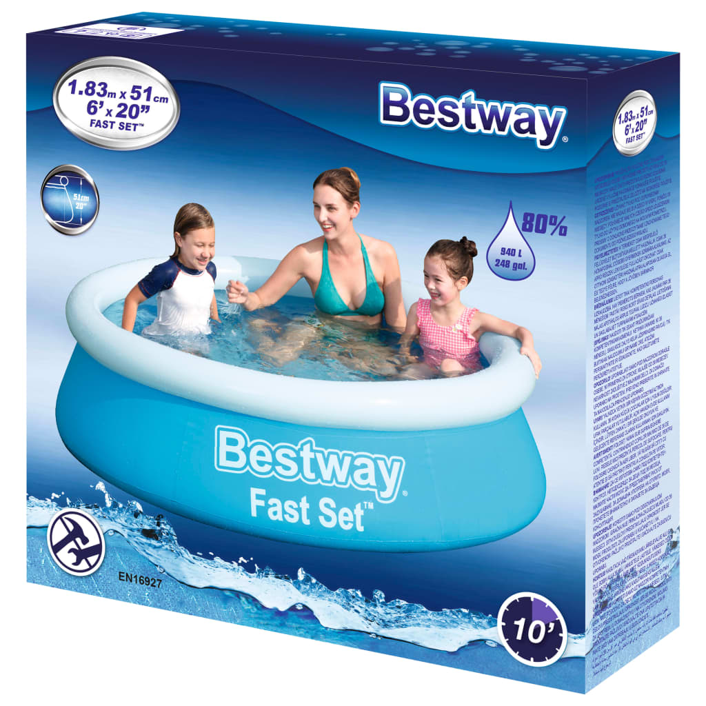 Bestway Fast Set Pool Aufblasbar Rund 183X51 Cm Blau