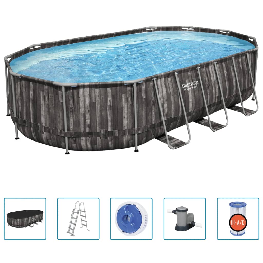 Bestway Power Steel Pool-Set Oval 488X305X107 Cm