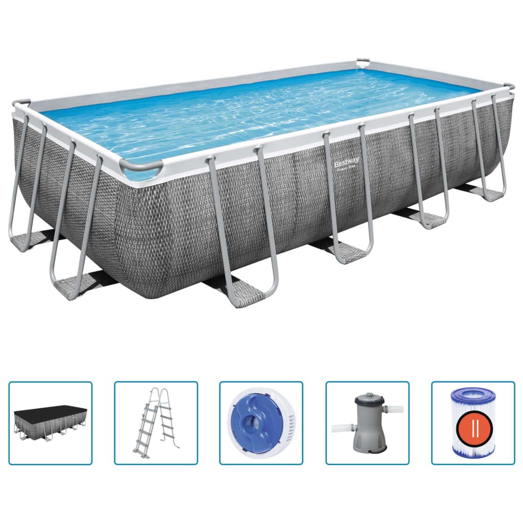 Bestway Power Steel Pool-Set Rechteckig 488×244×122 Cm