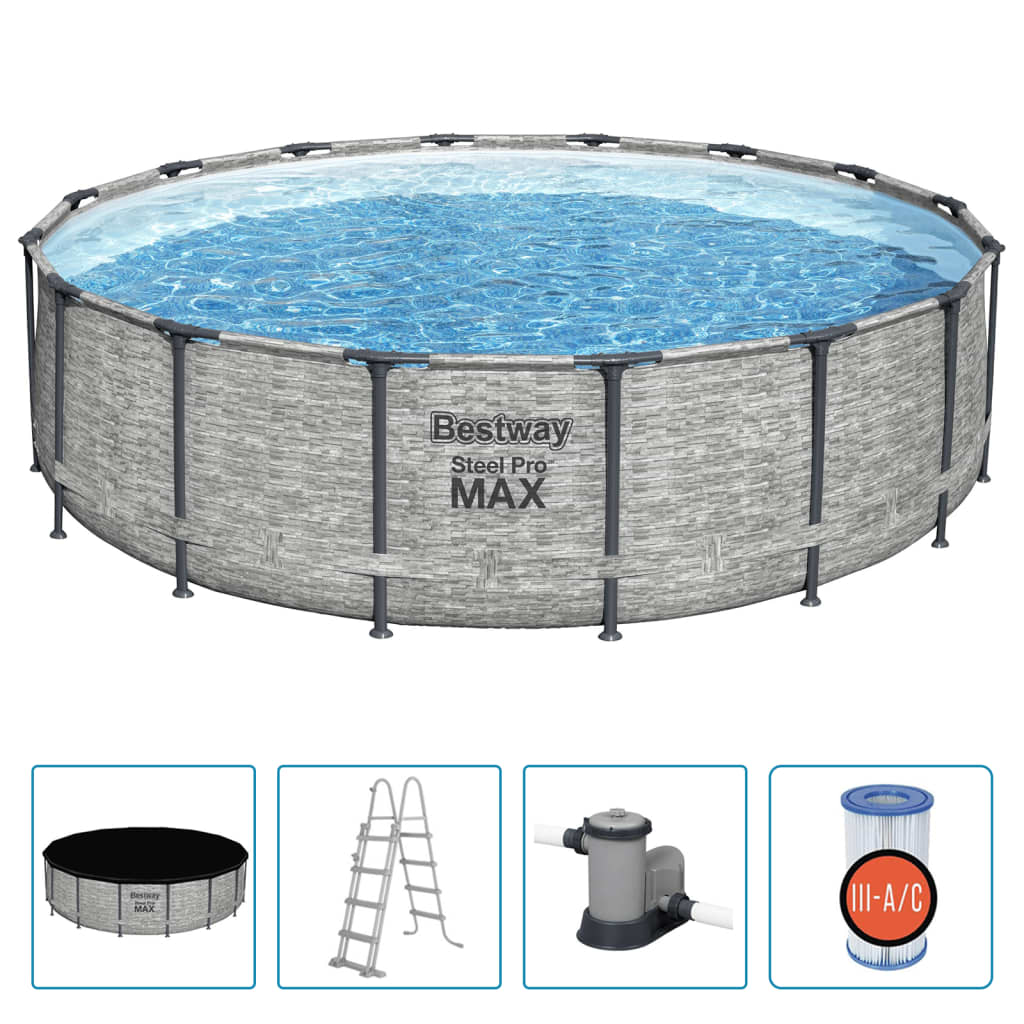 Bestway Power Steel Swimmingpool Rund 488X122 Cm