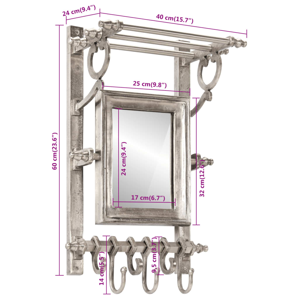 Wandgarderobe Mit Kleiderhaken Aluminium Hellgrau