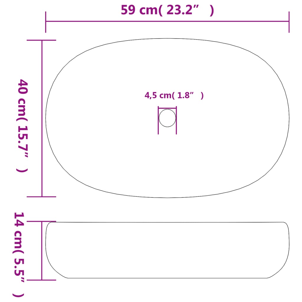 Aufsatzwaschbecken Oval Keramik