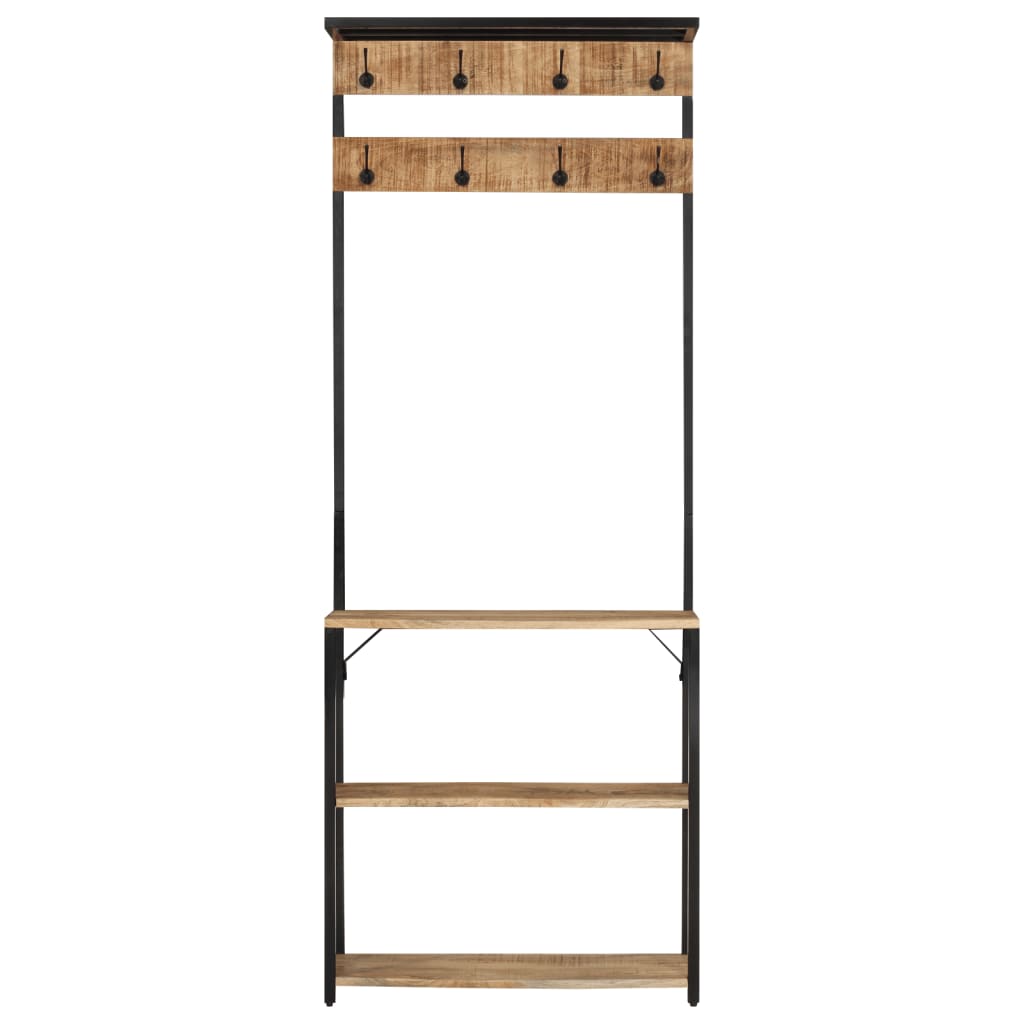 Garderobe Mit Schuhablage 68X30X182Cm Raues Massivholz Mango