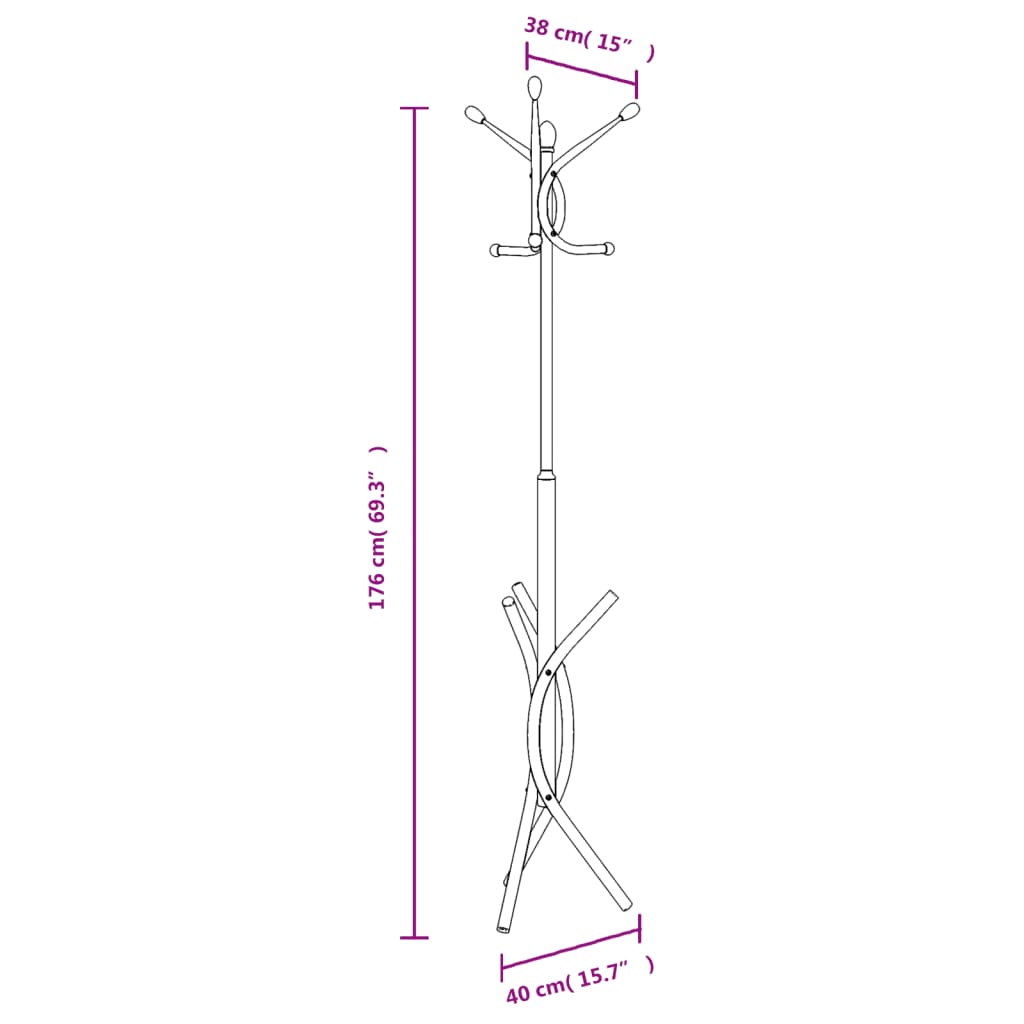 Garderobenständer 176 Cm Pulverbeschichtetes Eisen