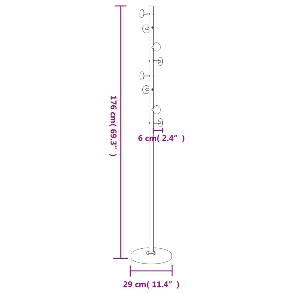 Garderobenständer 176 Cm Pulverbeschichtetes Eisen