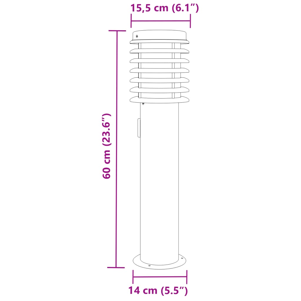 Wegeleuchten 3 Stk. 60 Cm Edelstahl Schwarz