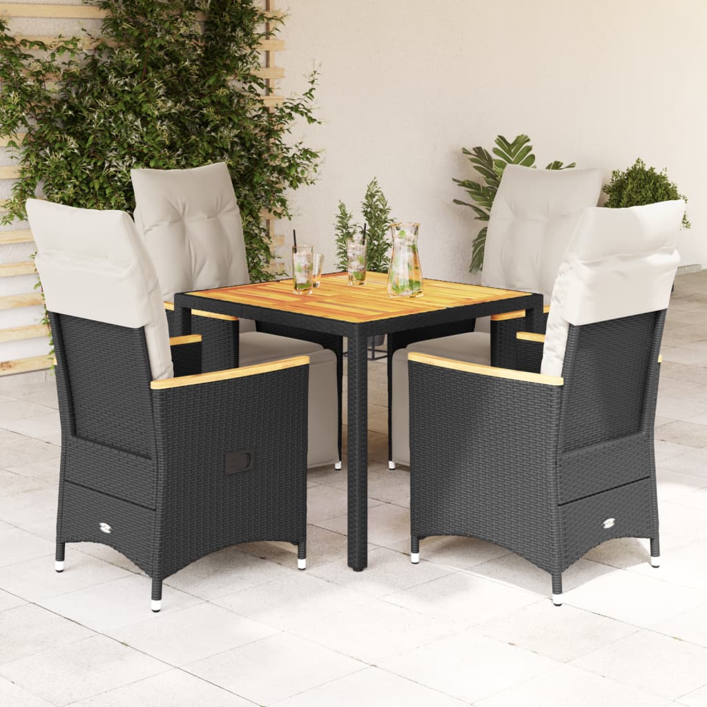 5-Tlg. Garten-Bistro-Set Mit Kissen Poly Rattan