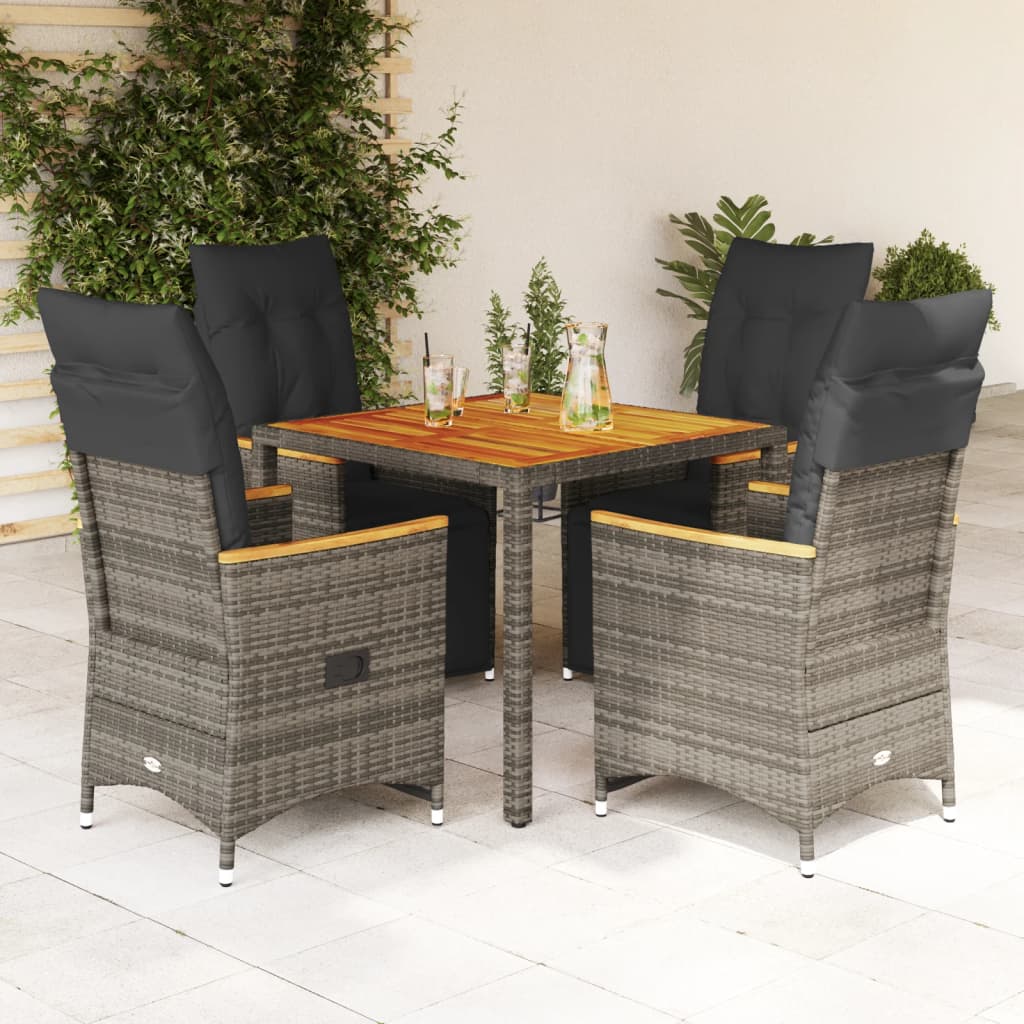 5-Tlg. Garten-Bistro-Set Mit Kissen Poly Rattan