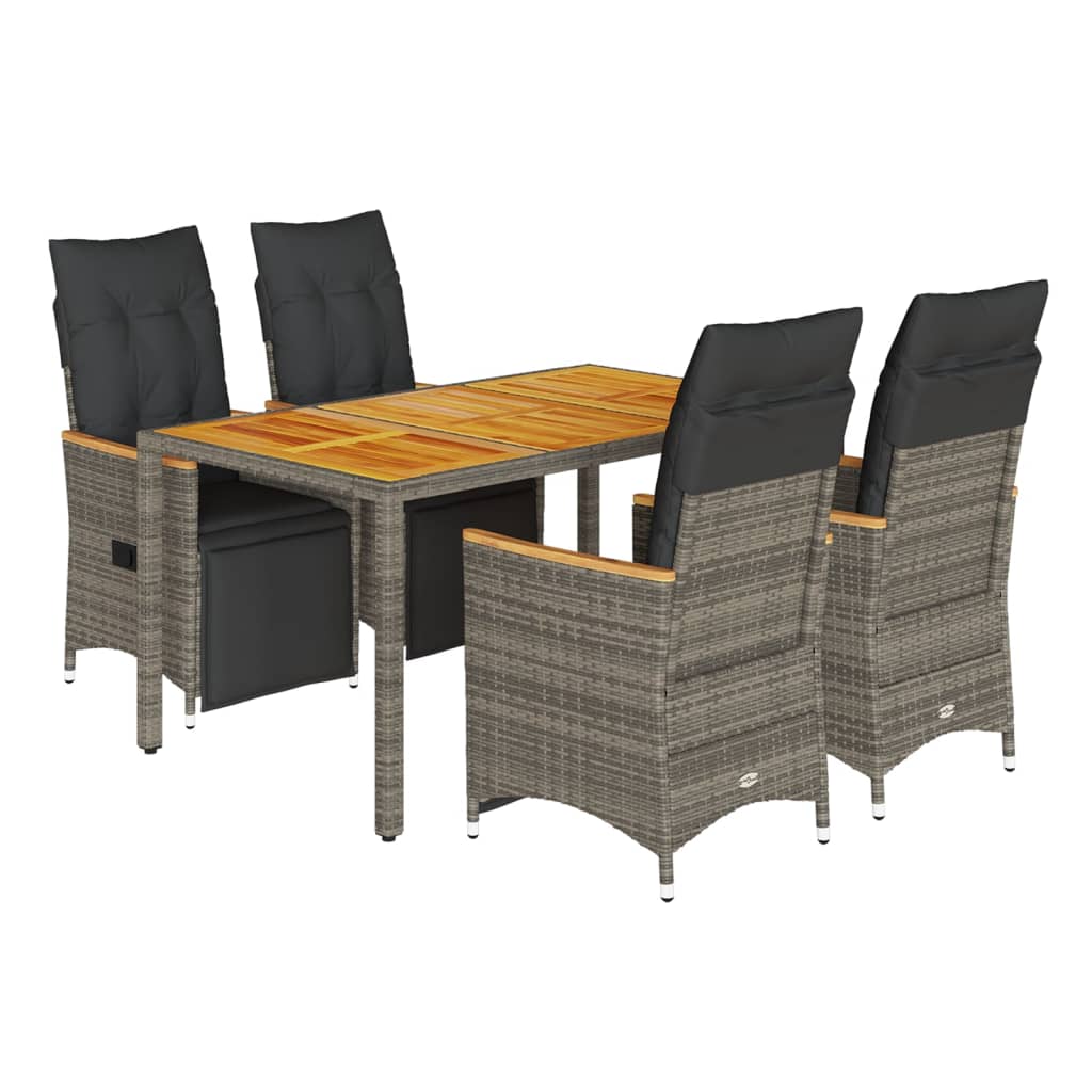 5-Tlg. Garten-Bistro-Set Mit Kissen Poly Rattan