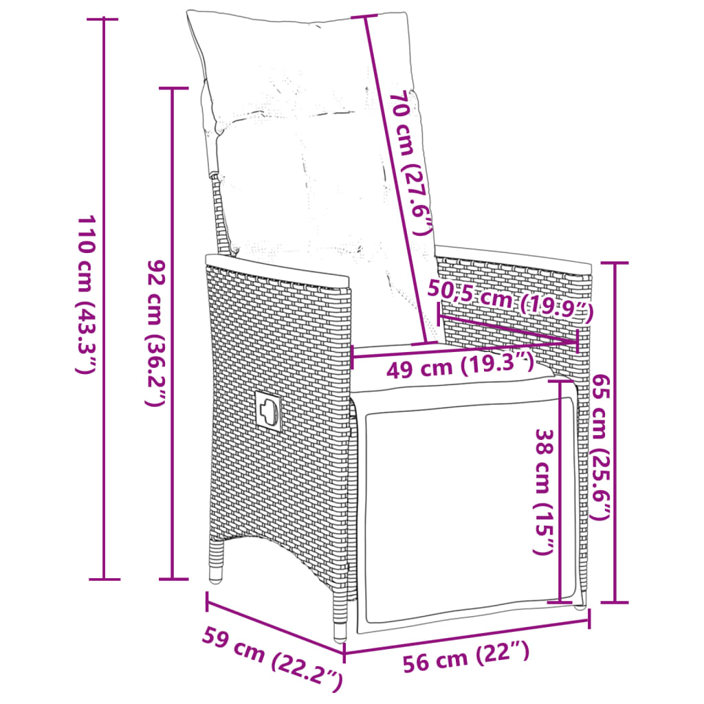 5-Tlg. Garten-Bistro-Set Mit Kissen Poly Rattan